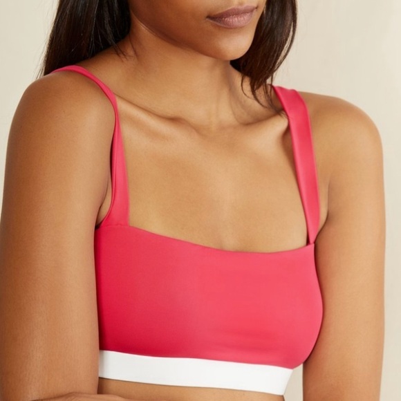 NWT Onia Zoe Tricot Bikini Top in Raspberry/White - Picture 4 of 10
